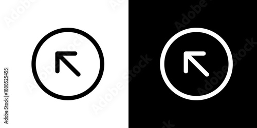 丸に左上矢印・外部リンクのシンプルアイコン（ベクター）