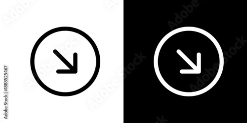 丸に右下矢印のシンプルなナビゲーションアイコン（ベクター）