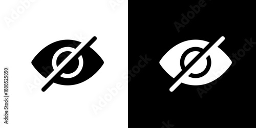 目にスラッシュ・パスワード非表示のUIアイコン（ベクター）