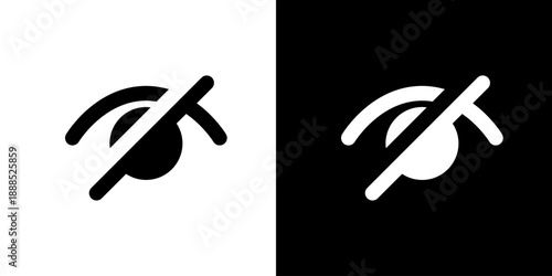 目にスラッシュ・非表示のUIアイコン（ベクター）