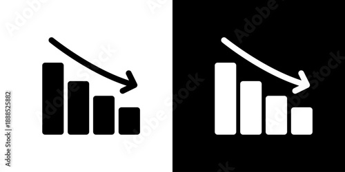 下降・低下・減少のグラフアイコン（ベクター）