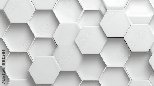 3D White Hexagonal Surface with Varying Depth pattern