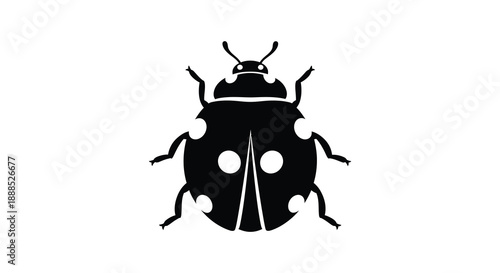 A striking black silhouette of a beetle with prominent antennae and spotted wing covers presented on a white background silhouette