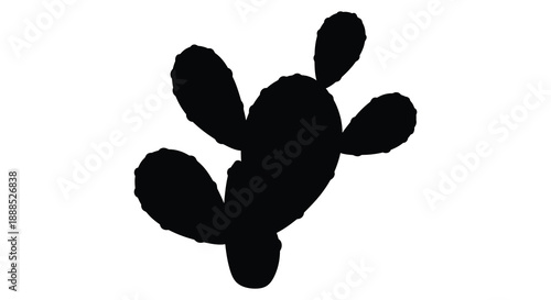 A stark black silhouette of a cactus plant exhibiting organic forms and prickly edges against a white background silhouette high quality