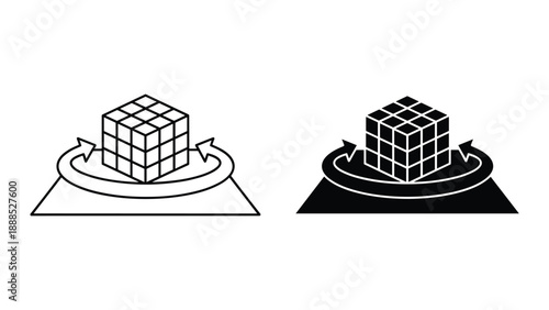 Rotating cube icon set