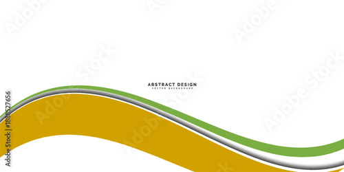 Elegant Golden And Green Ribbon Waves With Silver Shadow Accents.vector illustration eps10