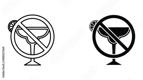 No alcohol sign with cocktail glass and lemon