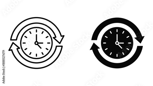 Clock with circular arrows indicating time cycle