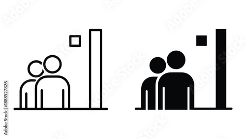 Simple line icon representing people and data