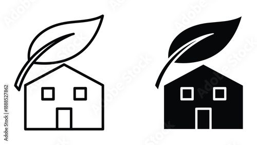 Eco friendly house with leaf icon