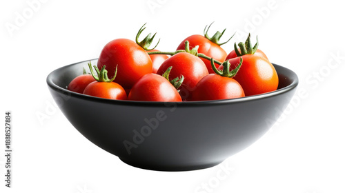 Bowl of fresh cherry tomatoes healthy vegetable snack ingredient for salad black