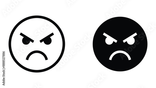 Angry face emoji icons set