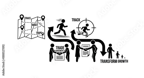 Business growth strategy and successful trade partnership illustration.