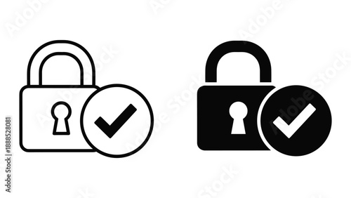 Secure lock icons with checkmark symbolizing safety and approval