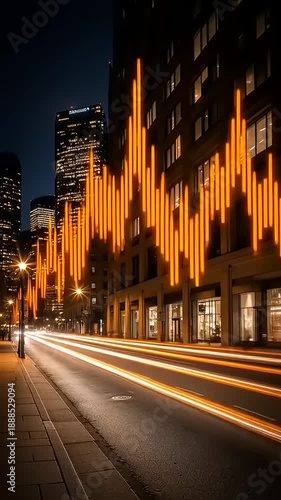 City Street at Night with Neon Lights.