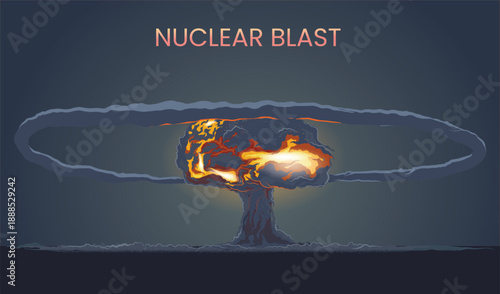 Illustration of Nuclear Blast Explosion with Mushroom Cloud