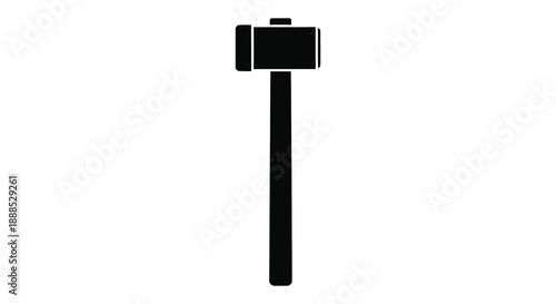 A stark black silhouette of a gavel with a long handle stands prominently against a white background silhouette high quality professional