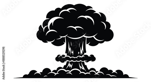 A stark black silhouette of a mushroom cloud explosion showcasing power and destruction a dramatic silhouette high quality professional detailed modern