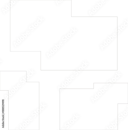 黒線で描かれた多角形のフレーム。幾何学模様。テンプレートに使いやすい。上から見た敷地
