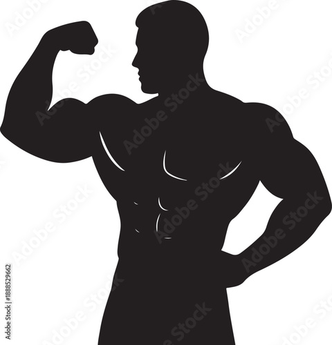Bodybuilder silhouette art flexing bicep