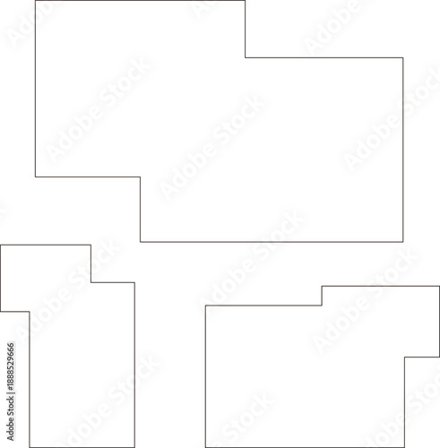 黒線で描かれた多角形のフレーム。幾何学模様。テンプレートに使いやすい。上から見た敷地

