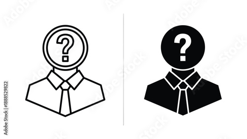 Mysterious person with question mark head icon