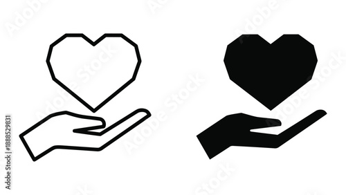 Hand holding heart icon illustration