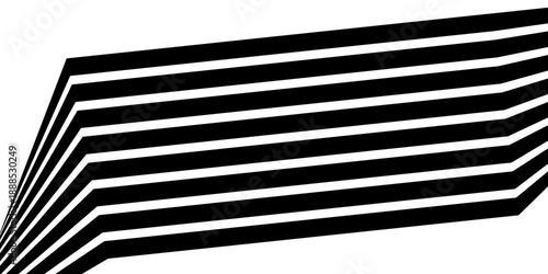 Black on white perspective line stripes with 3d dimensional effect