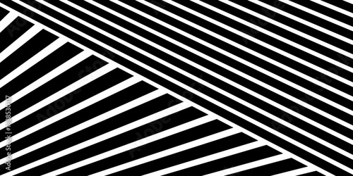 Black on white perspective line stripes with 3d dimensional effect