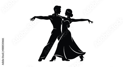 A graceful couple elegantly dances bodies intertwined in a passionate embrace presented as a striking silhouette high quality professional detailed modern