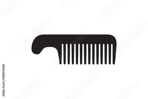Hair comb silhouette icon for grooming and beauty salon services black flat vector accessory design