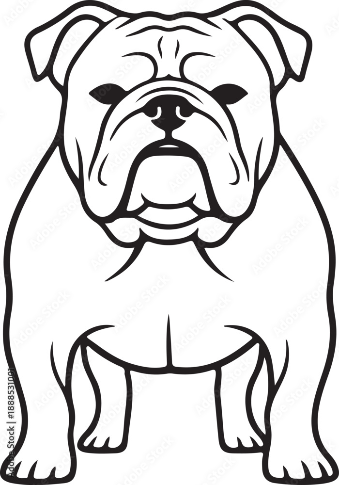 Obraz premium Bulldog Outline Silhouette Minimal Dog Line Art Icon