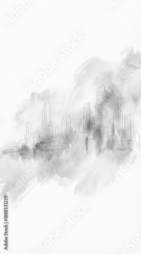 Sketchy Cityscape in Mist
