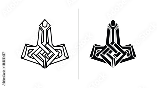 Mjolnir symbol in different styles