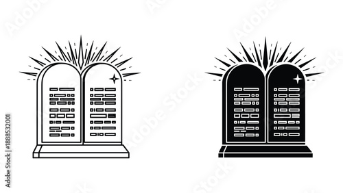 The ten commandments tablets with divine light