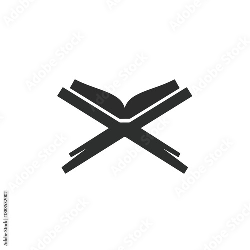 Open Book with Crossed Quill or Bookmark