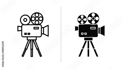 Film camera icons in different colors