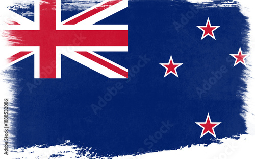 Modern Flag of New Zealand with a Creative Brushstroke Style