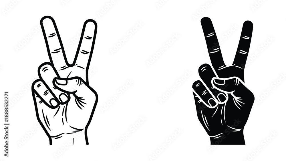 Fototapeta premium Peace sign hand gesture illustration