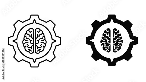 Cogwheel with brain inside representing innovation and technology
