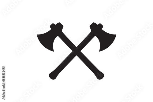Two crossed axes forming an X shape, symbolizing strength, logging, and outdoor work