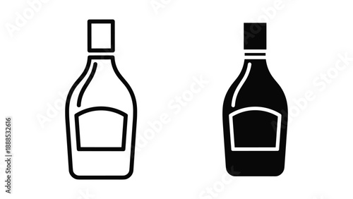 Simple black and white illustration of whiskey bottle