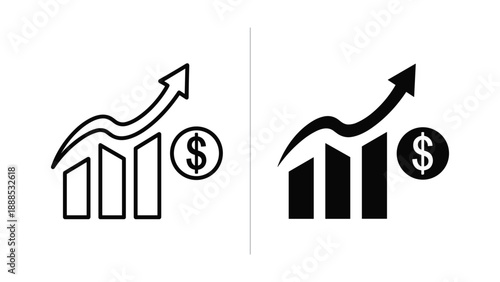 Increasing revenue growth chart icons