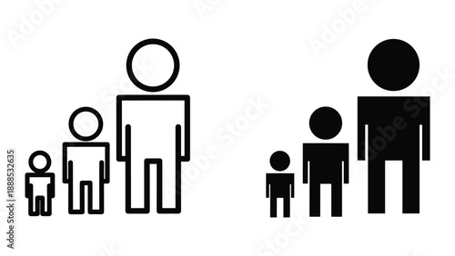 Family unit illustration with different fill styles
