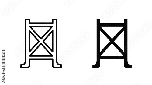 Simple black and white icon of a table or stool
