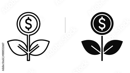 Money plant icon in two different style