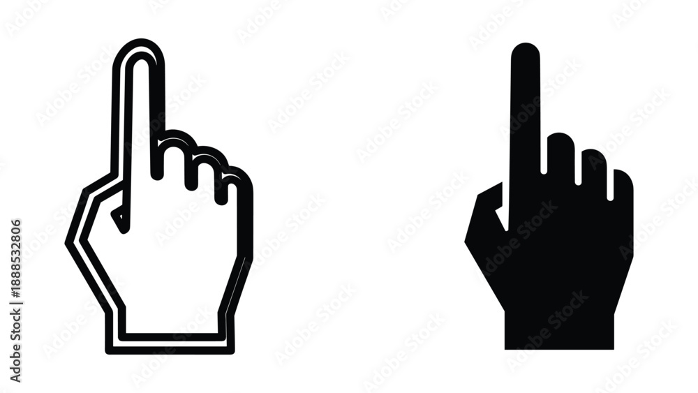 Fototapeta premium Hand icon pointing upwards in different styles