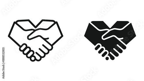 Handshake in heart shape symbolizing partnership and agreement