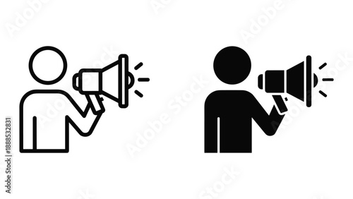 Person holding megaphone icon illustration