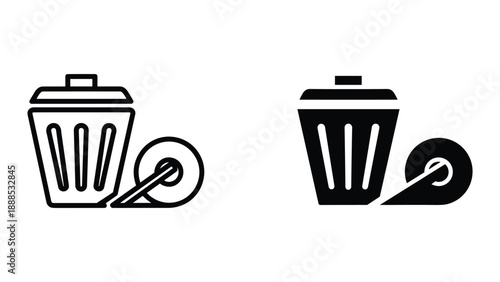Trash can icon with pedal in different styles